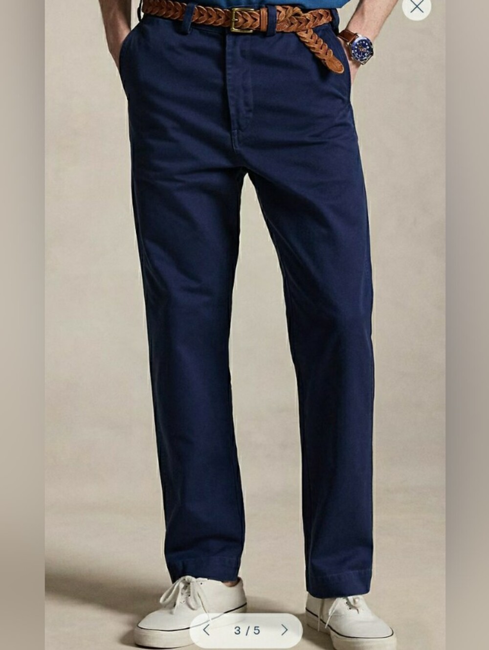 Polo Golf Ralph Lauren Tailored Fit Chino - Navy Label, Cream Fabric